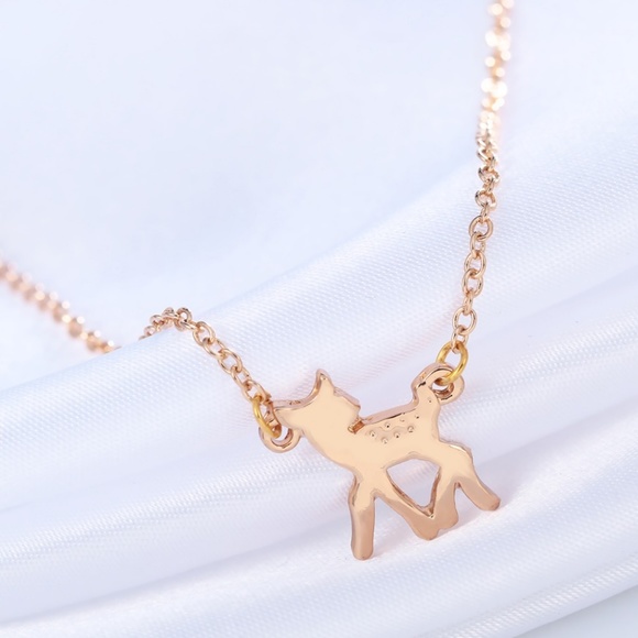 Bambi Deer Fawn Cute Gold Pendant Necklace NEW - Picture 3 of 5